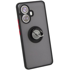 Чохли, бампера Чехлы, бампера ^/--/^ Чохол Fiji Colorframe для Realme 10 Pro Plus матовий бампер з кільцем підставкою Black-Red ^_^^^ Чехол Fiji Colorframe для Realme 10 Pro Plus матовый бампер с кольцом подставкой Black-Red - фото фото фото