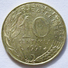 Франція Франция ^/--/^ Франція 10 сантимів 1997 року #6 /--/ П /--/ 1375 ^_^^^ Франция 10 сантимов 1997 года #6 /--/ П /--/ 1375 - фото фото фото