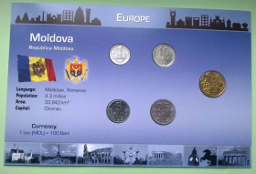 Молдова Молдова ^/--/^ Набор монет МОЛДОВА пластик МОЛДАВИЯ картон блистер запайка набір ^_^^^ Набор монет Молдовая пластик Молдавия картон блистер запайка набор - фото фото фото