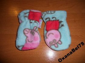 Рукавички, рукавиці Перчатки, варежки ^/--/^ peppa pig. рукавички царапки варежки флис  0-3 мес ^_^^^ peppa pig. рукавички царапки варежки фліс 0-3 міс - фото фото фото