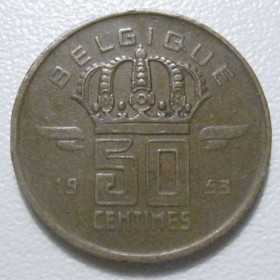 Бельгія Бельгия ^/--/^ Бельгія 50 сантимів 1953 року Belgique 42407 ^_^^^ Бельгия 50 сантимов 1953 года Belgique 42407 - фото фото фото