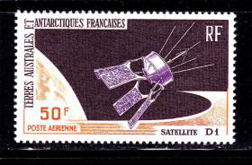 Освоєння космосу Освоение космоса ^/--/^ Космос . ТААФ / TAAF  1966 г MNH - спутник  D-1 ^_^^^ TAAF 1966 MNH - супутник D-1 - фото фото фото