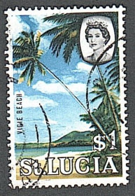 Острівні держави Островные государства ^/--/^ Сент-Люсия  (1964) Британская колония. Королева Елизавета II, Пляж Виги ^_^^^ Сент-Люсія (1964) Британська колонія. Королева Єлизавета II, Пляж Віги - фото фото фото