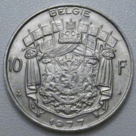 Бельгія Бельгия ^/--/^ Бельгія 10 франків 1977 року Belgie 42914 ^_^^^ Бельгия 10 франков 1977 года Belgie 42914 - фото фото фото