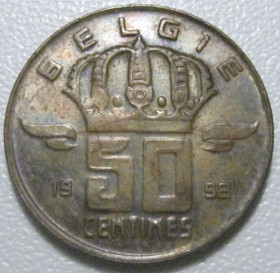 Бельгія Бельгия ^/--/^ Бельгія 50 сантимів 1998 року Belgie 42517 ^_^^^ Бельгия 50 сантимов 1998 года Belgie 42517 - фото фото фото