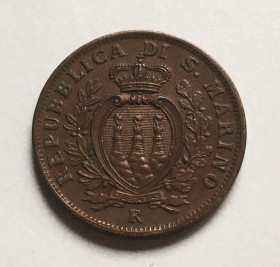 Сан-Марино Сан-Марино ^/--/^ 10 чентезимо, 1937 г,  Республика Сан-Марино ^_^^^ 1937 — Республіка Сан-Марино - фото фото фото
