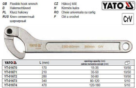 Ключі Ключи ^/--/^ Ключ сегментный шарнирный M /--/ 35-50 мм L /--/ 210 мм YATO Польща YT-01671 ^_^^^ Ключ сегментний шарнірний M /--/ 35-50 мм L /--/ 210 мм YATO Польща YT-01671 - фото фото фото