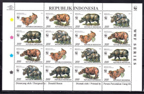 Фауна Фауна ^/--/^ NM Фауна .  Индонезия  1996 г MNH - WWF - носорог ^_^^^ NM Фауна . Індонезія 1996 р MNH - WWF - носоріг - фото фото фото