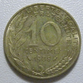Франція Франция ^/--/^ Франція 10 сантимів 1985 року 1383 ^_^^^ Франция 10 сантимов 1985 года 1383 - фото фото фото