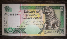 Шрі-Ланка Шри-Ланка ^/--/^ SRI LANKA Шрі-Ланка 10 рупій 3 липня 2006 UNC Номер! 0888... ^_^^^ SRI LANKA Шри-Ланка 10 рупий 3 июля 2006 UNC Номер! 0888... - фото фото фото