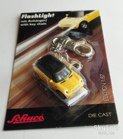 : : ^/--/^ 1:87 BMW Mini Cooper 1 2001-07 yellow-black, HO Schuco FlashLight Keychain Germany - фото фото фото