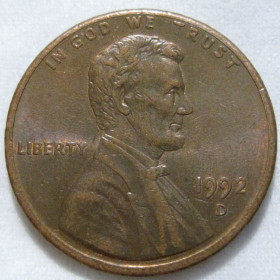 Обігові Обиходные ^/--/^ США 1 цент 1992 року D #6 /--/ П /--/ 2022 ^_^^^ США 1 цент 1992 года D #6 /--/ П /--/ 2022 - фото фото фото