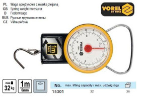 Інші інструменти Другие инструменты ^/--/^ Весы ручные подвесные пружинные до 32 /--/ кг рулетка 1 /--/ м VOREL-15301 ^_^^^ Ваги ручні Польща підвісні пружинні до 32 кг рулетка 1 м циферблат VOREL-15301 - фото фото фото