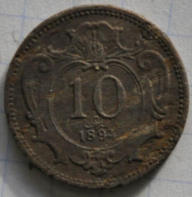 Інше Другое ^/--/^ Австро-Венгрия   10 геллеров 1894 ^_^^^ Австро-Угорщина 10 геллерів 1894 - фото фото фото