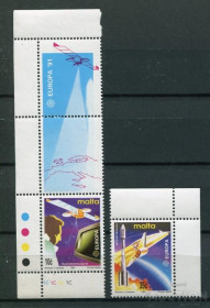Освоєння космосу Освоение космоса ^/--/^ Мальта Malta Space 1991 Mi 854-855 International Space year 1992  MNH ^_^^^ Malta Space 1991 Mi 854-855 International Space year 1992 MNH - фото фото фото