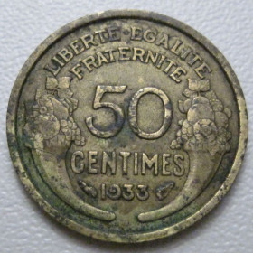 Франція Франция ^/--/^ Франція 50 сантимів 1933 року 42078 ^_^^^ Франция 50 сантимов 1933 года 42078 - фото фото фото