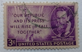 Північна Америка Северная Америка ^/--/^ США 1947 Джозеф Пулитцер, гашеная ^_^^^ 1947 — Джозеф Пулітцер, гашена - фото фото фото