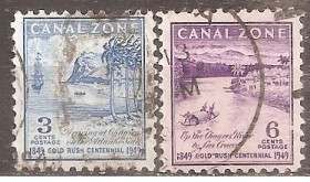 Центральна Америка Центральная Америка ^/--/^ Зона Панамского канала 1949 Sc.142-143 гаш. ^_^^^ Зона Панамського каналу 1949 Sc.142-143 гаш. - фото фото фото