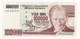 Туреччина Турция ^/--/^ Турция 100.000 лир 1996 второй выпуск Gazi EREL, Aykut EKZEN ^_^^^ Туреччина 100.000 лір 1996 другий випуск Gazi EREL, Aykut EKZEN - фото фото фото