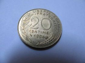Франція Франция ^/--/^ 20 сентимов Франция 1994 год ^_^^^ 20 сентимів Франція 1994 - фото фото фото