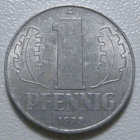 НДР, ФРН ГДР, ФРГ ^/--/^ Німеччина - НДР 1 пфеніг 1975 року 43309 ^_^^^ Германия - ГДР 1 пфениг 1975 года 43309 - фото фото фото