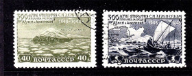 Транспорт Транспорт ^/--/^ Флот . СССР 1948 г  гаш. - пролив между Азией и Америкой - Дежнев ^_^^^ СРСР 1948 г гаш. - протока між Азією і Америкою - Дежнев - фото фото фото
