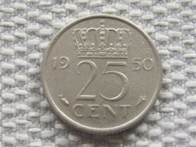 Нідерланди Нидерланды ^/--/^ Нидерланды 25 центов 1950 года #3989 ^_^^^ Нідерланди 25 центів 1950 року #3989 - фото фото фото