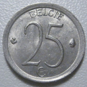 Бельгія Бельгия ^/--/^ Бельгія 25 сантимів 1966 року Belgie 42292 ^_^^^ Бельгия 25 сантимов 1966 года Belgie 42292 - фото фото фото
