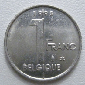 Бельгія Бельгия ^/--/^ Бельгія 1 франк 1998 року Belgique 42825 ^_^^^ Бельгия 1 франк 1998 года Belgie 42825 - фото фото фото