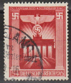 Третій Рейх (-) Третий Рейх (-) ^/--/^ 1943 - Рейх - 10 років правління Гітлера Mi.829 _гаш _3,0 € ^_^^^ 1943 - Рейх - 10 лет правления Гитлера Mi.829 _гаш _3,0 € - фото фото фото