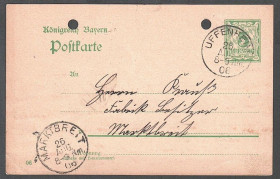 Європа Европа ^/--/^ Королевство Бавария, Германия  (1906) Почтовая карточка ^_^^^ Королівство Баварія, Німеччина (1906) Поштова картка - фото фото фото