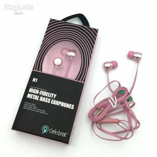 Навушники Наушники ^/--/^ Гарнитура / Наушники с микрофоном Celebrat N /--/ 1 High-Fidelity Metal Bass Earphones Pink ^_^^^ Мікрофон Celebrat N /--/ 1 High-Fidelity Metal Bass Earphones Pink - фото фото фото
