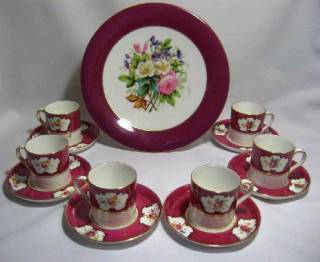 Кухонне начиння, посуд, столове срібло Кухонная утварь, посуда, столовое серебро ^/--/^ Фарфоровый кофейный набор Комплект Сервиз Англия ^_^^^ Фарфоровий кавовий набір Комплект Сервіз Англія - фото фото фото
