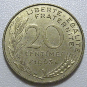 Франція Франция ^/--/^ Франція 20 сантимів 1963 року 43572 ^_^^^ Франция 20 сантимов 1963 года 43572 - фото фото фото
