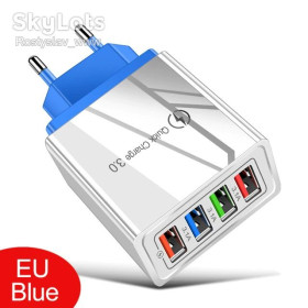 Зарядні пристрої Зарядные устройства ^/--/^ USB адаптер блок швидкий зарядний пристрій на 4 USB порти синій ^_^^^ USB адаптер блок быстрое зарядное устройство на 4 USB порты синий - фото фото фото