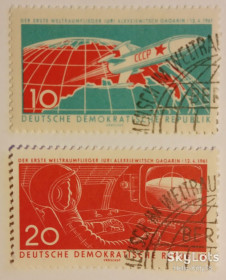 НДР, ФРН ГДР, ФРГ ^/--/^ ГДР 1961 космос Восток Гагарин Mi 822-823 СГ ^_^^^ НДР 1961 космос Схід Гагарін Mi 822-823 СГ - фото фото фото