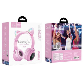 Навушники Наушники ^/--/^ Навушники Bluetooth Hoco W /--/ 27 Cat Ear Wireless Headphones Pink ^_^^^ Bluetooth Hoco W /--/ 27 Cat Ear Wireless Headphones Pink - фото фото фото