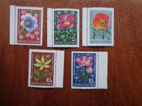 СРСР - СССР - ^/--/^ СССР,1974, цветы, негаш. полная серия / с полем /, MNH ^_^^^ СРСР, 1974, квіти, негаш. повна серія / з полем /, MNH - фото фото фото