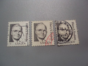 Північна Америка Северная Америка ^/--/^ марки США стандарт личности Гарри Трумен лот 3 шт гаш №2499 ^_^^^ Гарі Трумен лот 3 шт гаш No 2499 - фото фото фото