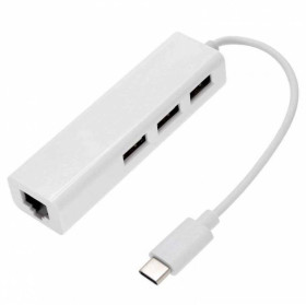 Кабелі та перехідники Кабели и переходники ^/--/^ Переходник USB Type-C to Ethernet LAN+3 USB Adapter для MacBook / RJ /--/ 45 + HUB - фото фото фото