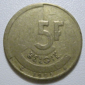 Бельгія Бельгия ^/--/^ Бельгія 5 франків 1986 року BELGIË #39698 ^_^^^ Бельгия 5 франков 1986 года BELGIË #39698 - фото фото фото