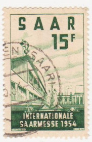 НДР, ФРН ГДР, ФРГ ^/--/^ Германия Саар 1954 г. № 134 гашеная ^_^^^ Німеччина Саар 1954 р. No 134 гашена - фото фото фото