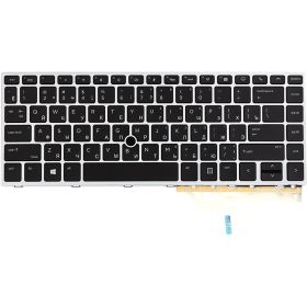 Клавіатури Клавиатуры ^/--/^ Клавиатура для ноутбука HP EliteBook 840 G /--/ 5 черная, серебристый фрейм, подсветка - фото фото фото