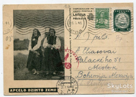 Іноземні Иностранные ^/--/^ Поштівка Латвія 1941 р. ^_^^^ открытка Латвия 1941 г. - фото фото фото