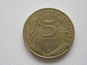 Франція Франция ^/--/^ Франция 5 сантимов 1992 года 16085 ^_^^^ Франція 5 сантимів 1992 16085 - фото фото фото