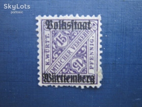 Інше Другое ^/--/^ Марка Германия Вюртемберг 1919 стандарт служебная надпечатка Народное Государство 15 пф без клея ^_^^^ Марка Німеччина Вюртемберг 1919 стандарт службова надпечатка Народна Держава 15 пф без клею - фото фото фото
