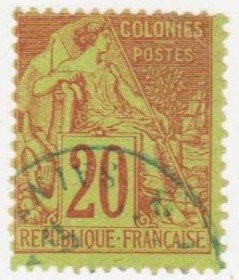 Франція Франция ^/--/^ Франция Колонии    ( общий выпуск) 1881  г. № 51 гашеная ^_^^^ Франція Колонії (загальний випуск) 1881 р. No 51 гашена - фото фото фото