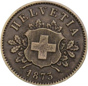 Швейцарія Швейцария ^/--/^ 10 раппен,1873 г. Швейцария, серебро-биллон ^_^^^ 10 раппен, 1873 р. Швейцарія, срібло-білон - фото фото фото