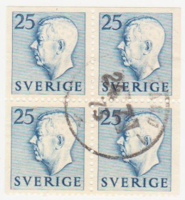 Скандинавія Скандинавия ^/--/^ Швеция 1954 г. № 393 гашеная кварт блок ^_^^^ Швеція 1954 р. No 393 гашена кварт блок - фото фото фото