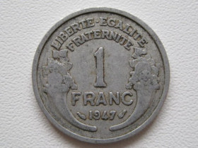Франція Франция ^/--/^ Франция 1 франк 1947 года 35918 ^_^^^ Франція 1 франк 1947 35918 - фото фото фото